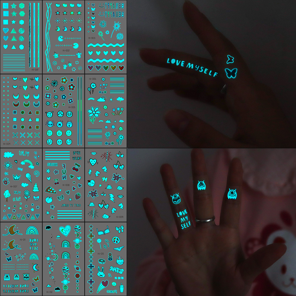 Glow In Dark Stars - Glow-in-the-dark tattoo stickers 12 stuks -