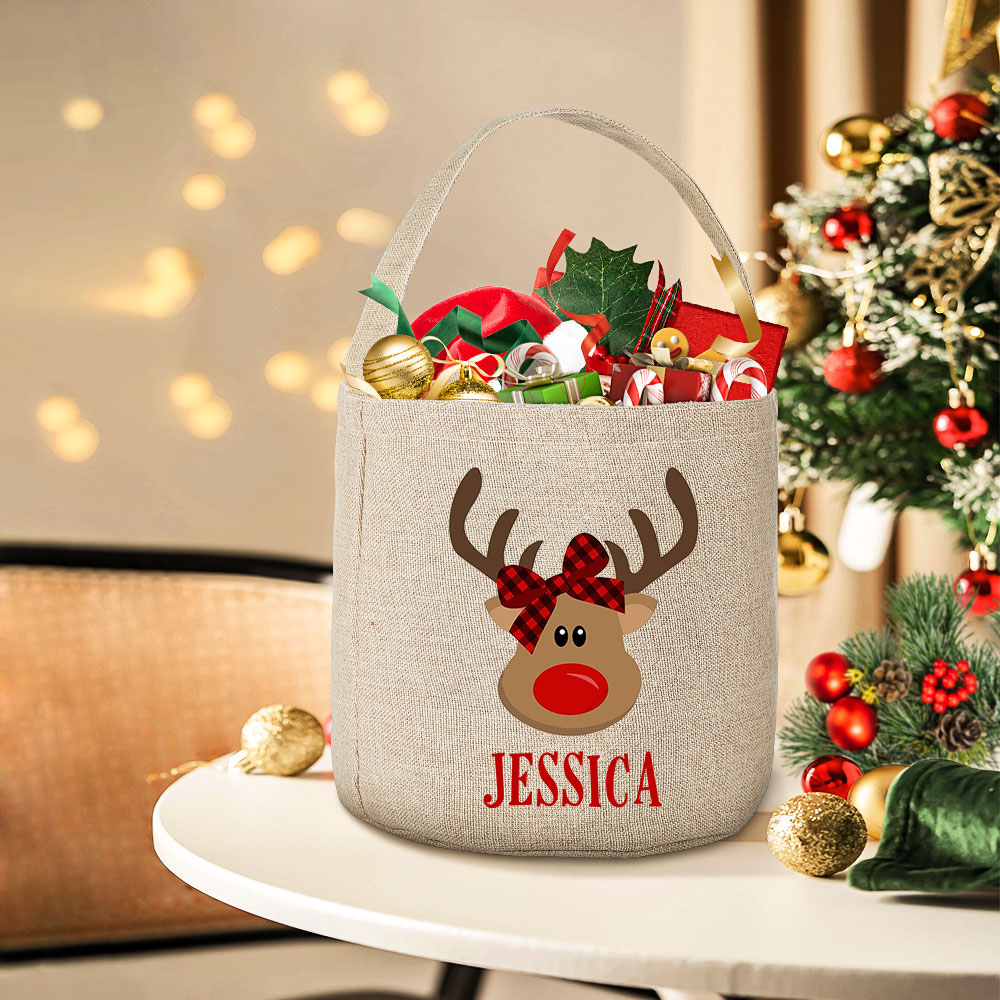 Kids Toys Names - Gepersonaliseerde herten met naam Kerstzak Tas