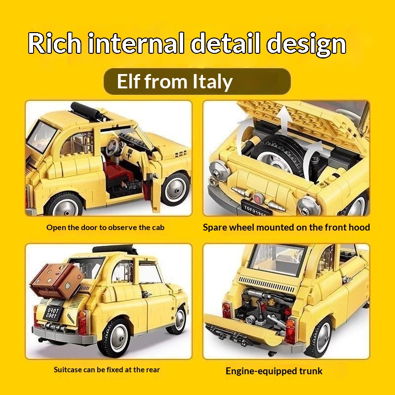Kids Toys Under 500 - Compatibel Lego 10271 Fiat 500 Reisauto