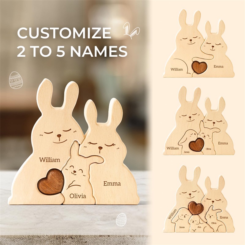 Houten konijnenfamilie puzzels - Kids Toys Names recensie en prijs