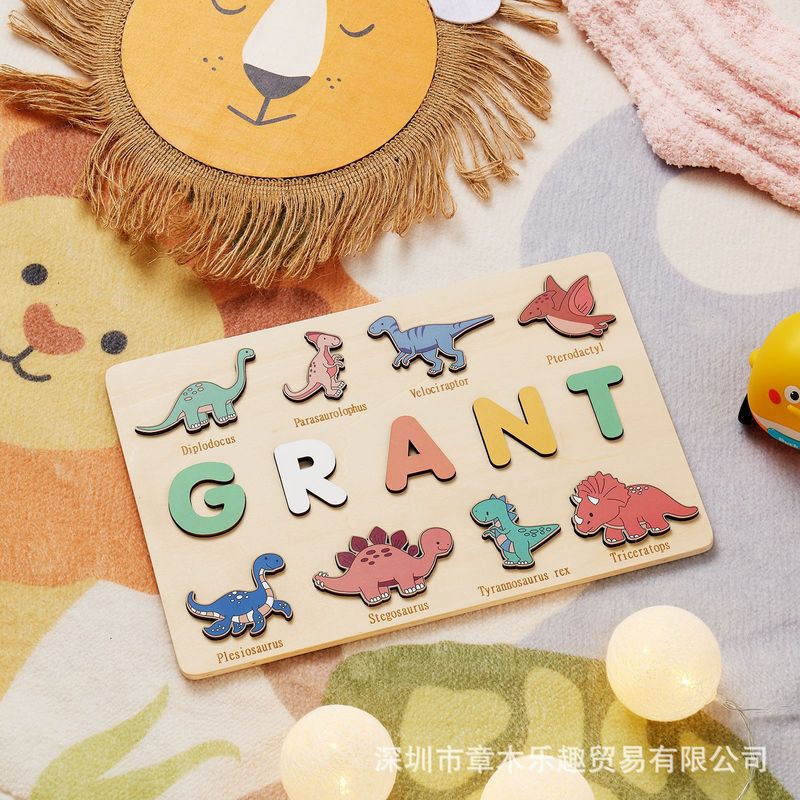 Houten dinosaurusnaampuzzelbor - Kids Toys Names recensie en prijs